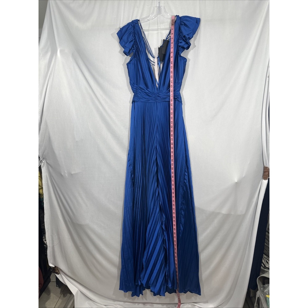 NWT IEENA Mac Duggal [ 12 ] 27361 Ruffe Cap Sleeve Cutout Pleated Jumpsuit S2046 - Picture 6 of 13